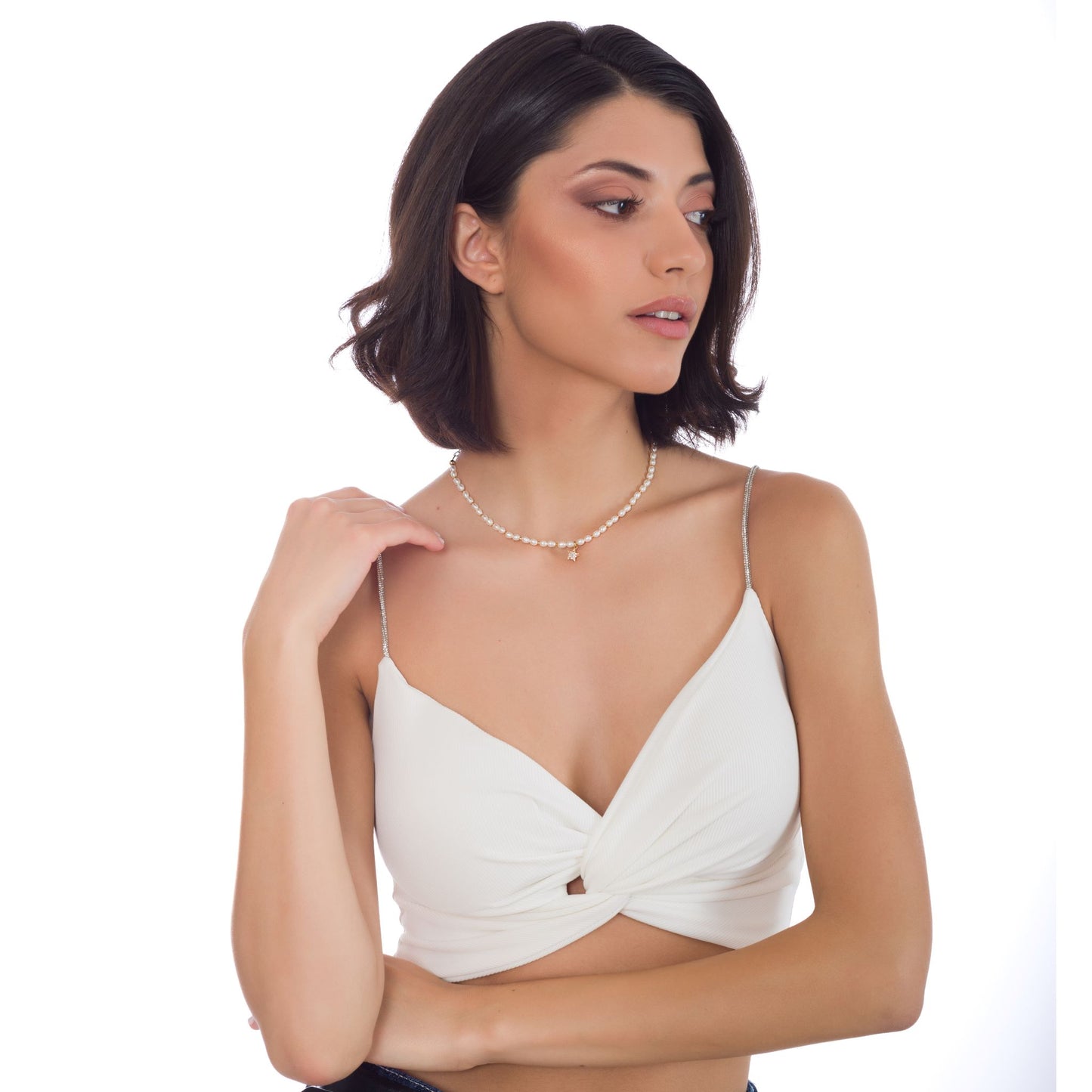 OCEANIC – Elegant pärlhalsband med stjärnformad zirkon