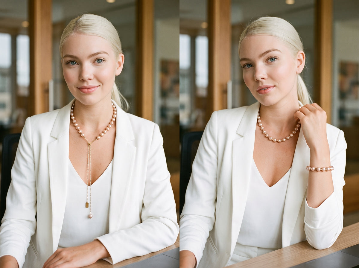 ELEGANS– Classic pearl necklace with a modern glow