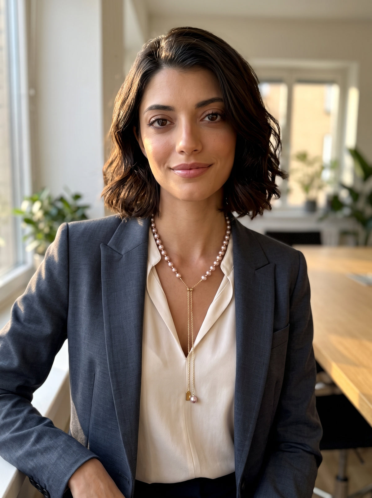 ELEGANS– Classic pearl necklace with a modern glow