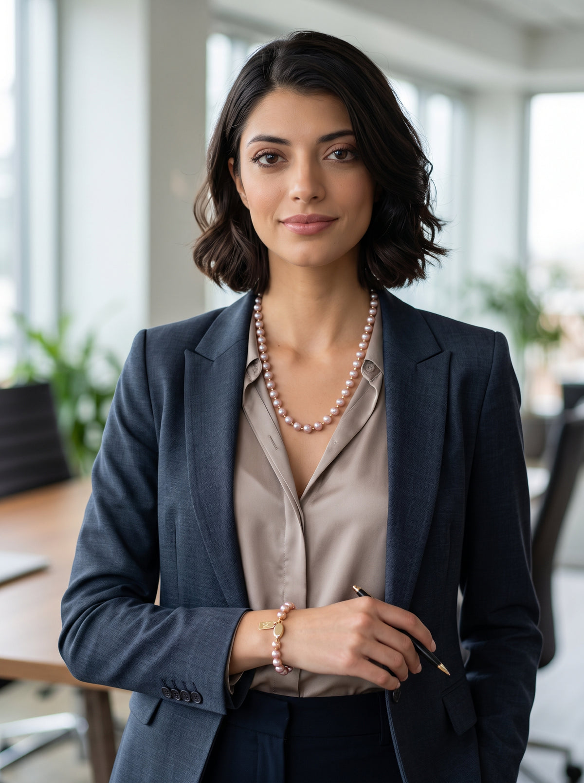 ELEGANS– Classic pearl necklace with a modern glow